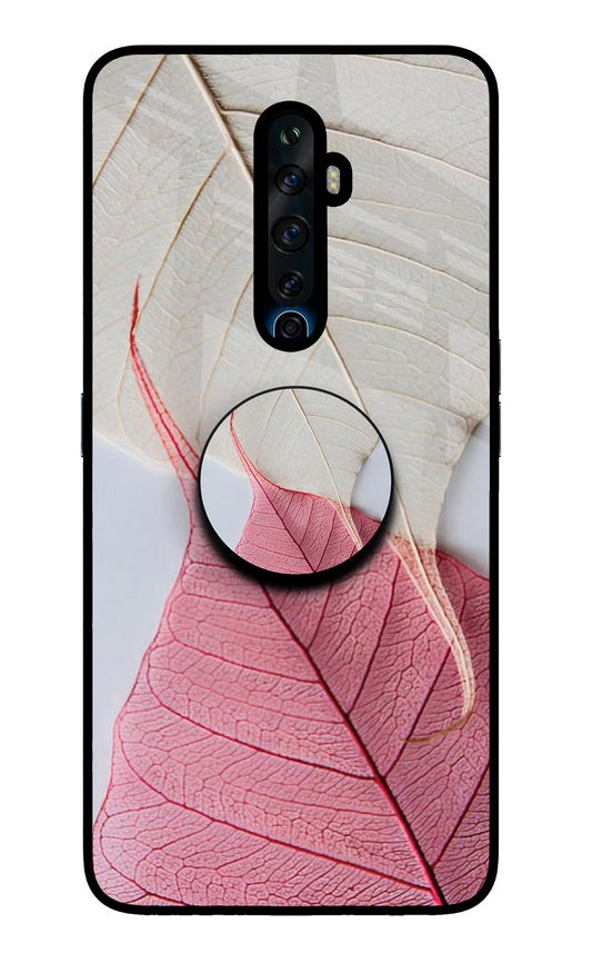 White Pink Leaf Oppo Reno2 Z Glass Case