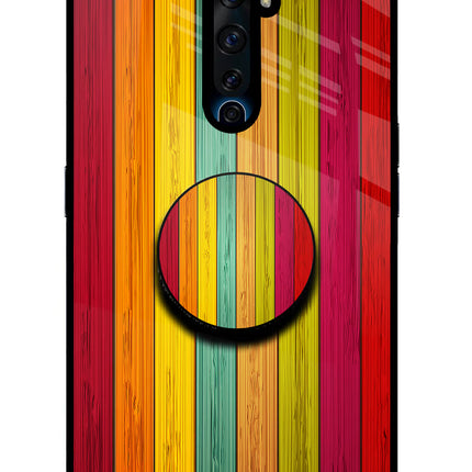 Multicolor Wooden Oppo Reno2 Z Pop Case by Casekaro