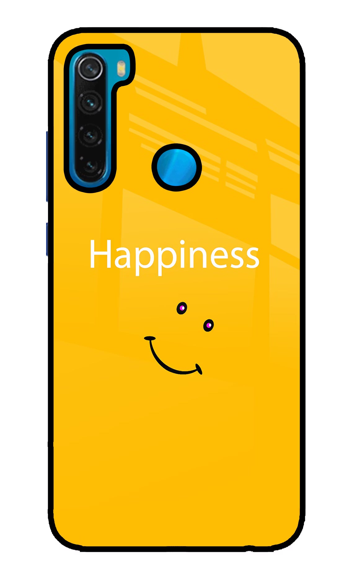 Happiness With Smiley Redmi Note 8 Glass Case Back Cover by Casekaro