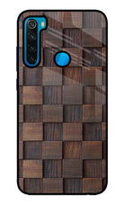 Wooden Cube Design Redmi Note 8 Glass Case