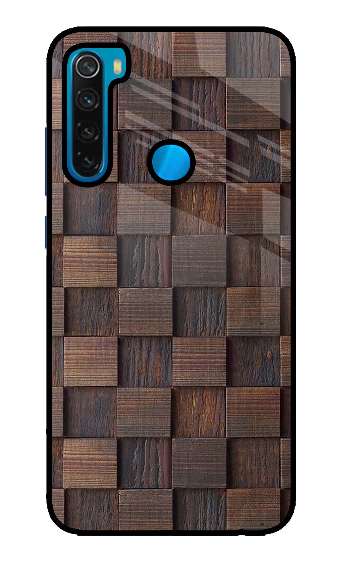 Wooden Cube Design Redmi Note 8 Glass Case Back Cover by Casekaro