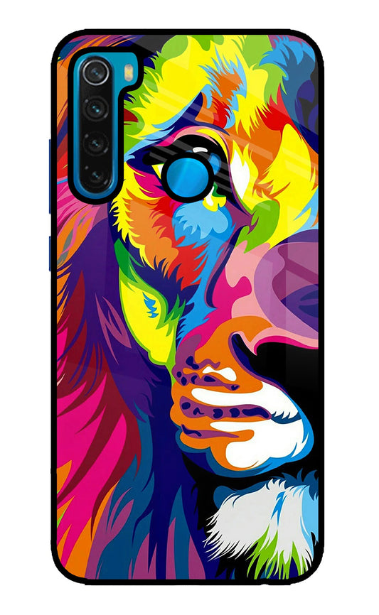 Lion Half Face Redmi Note 8 Glass Case