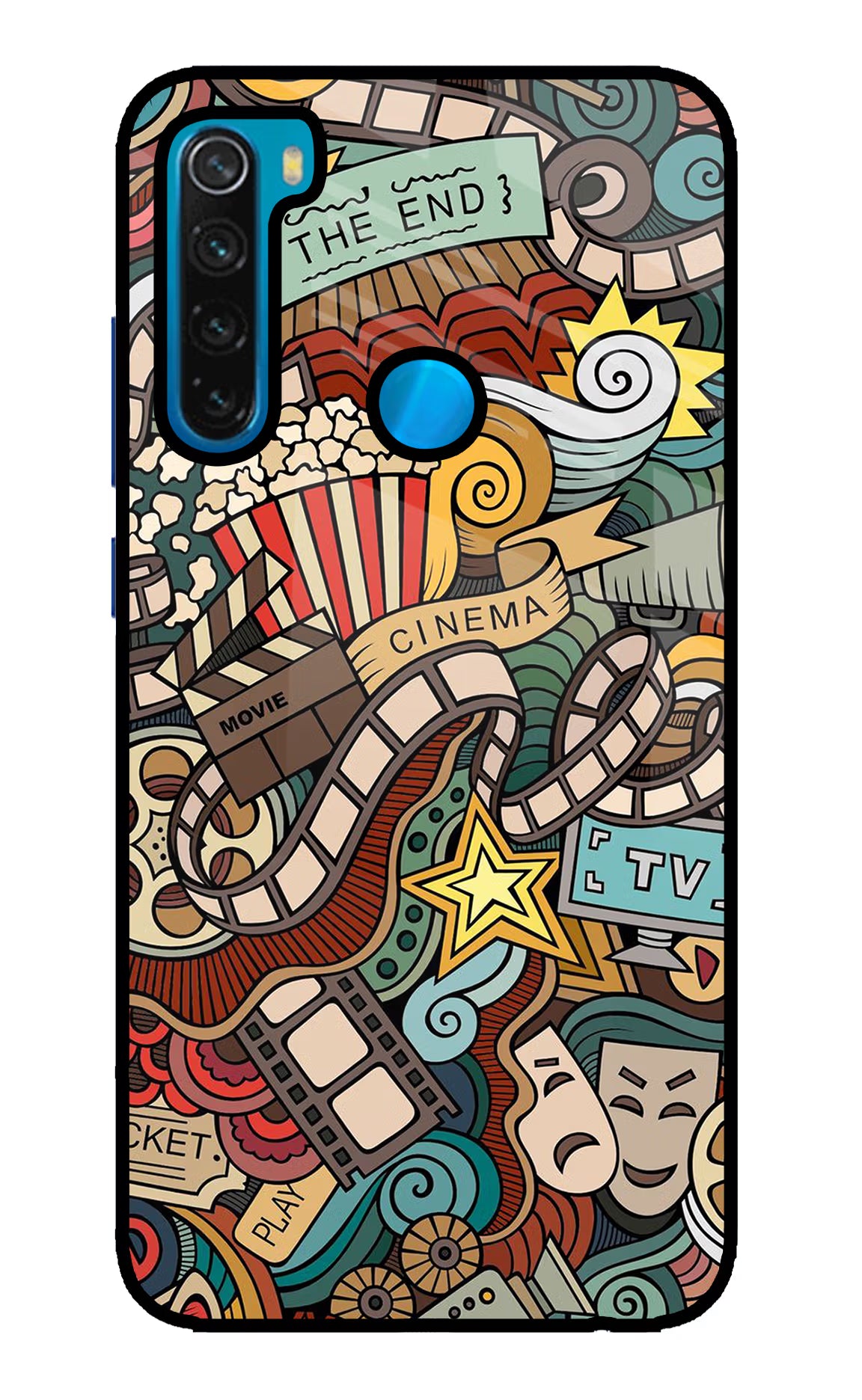Cinema Abstract Redmi Note 8 Glass Case Back Cover by Casekaro