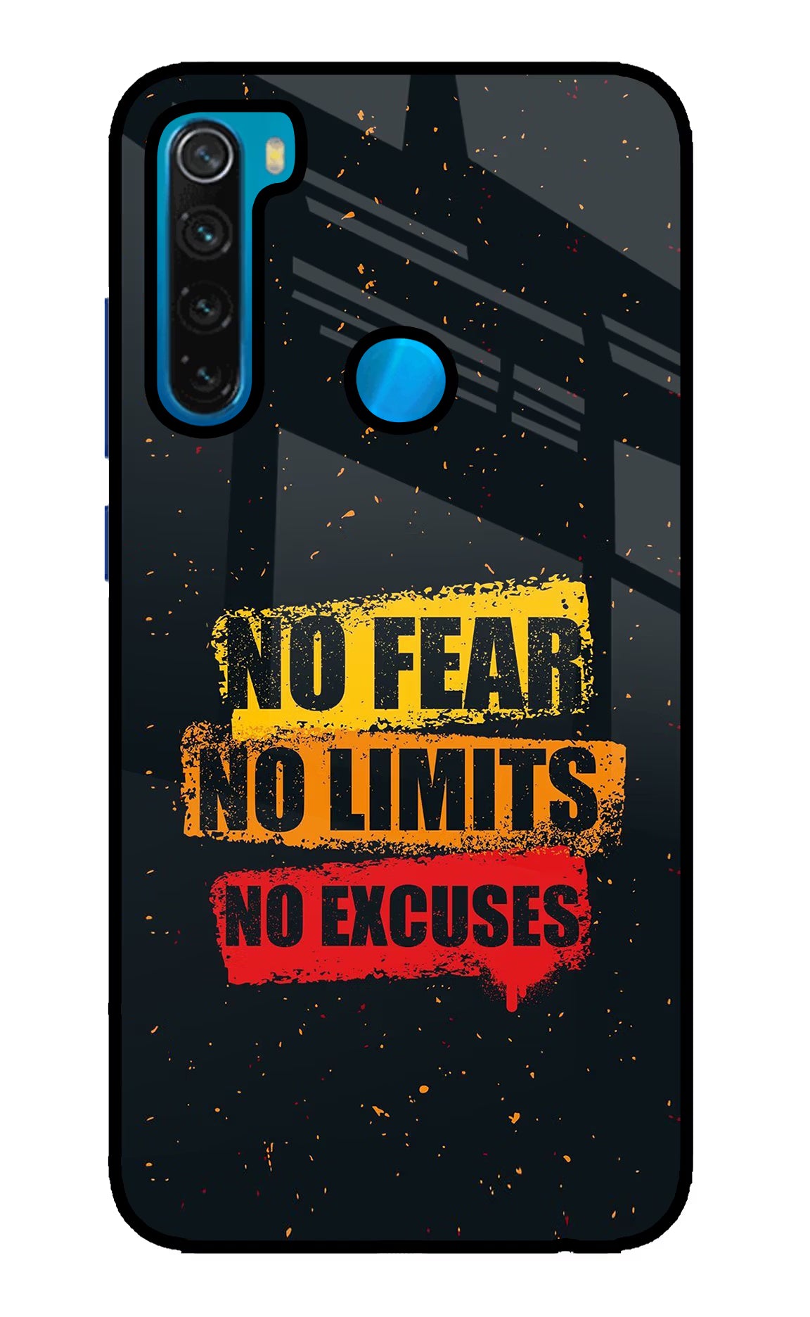No Fear No Limits No Excuse Redmi Note 8 Glass Case Back Cover by Casekaro