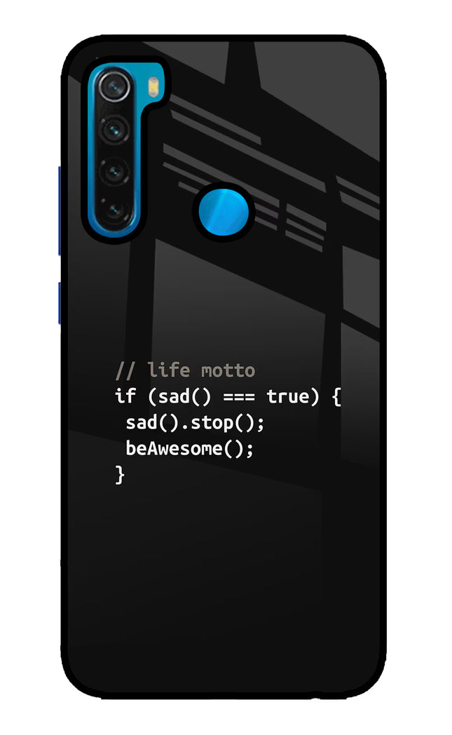 Life Motto Code Redmi Note 8 Glass Case