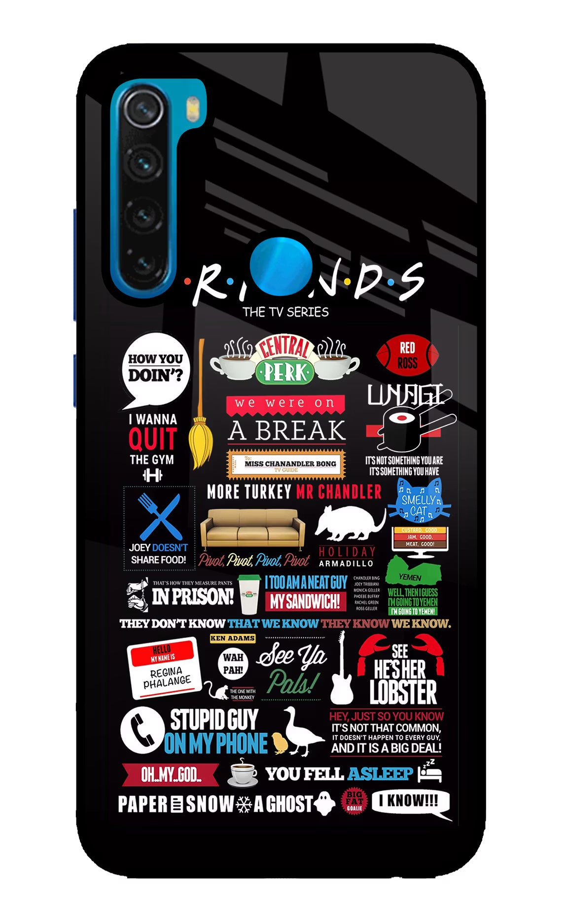 FRIENDS Redmi Note 8 Glass Case Back Cover by Casekaro