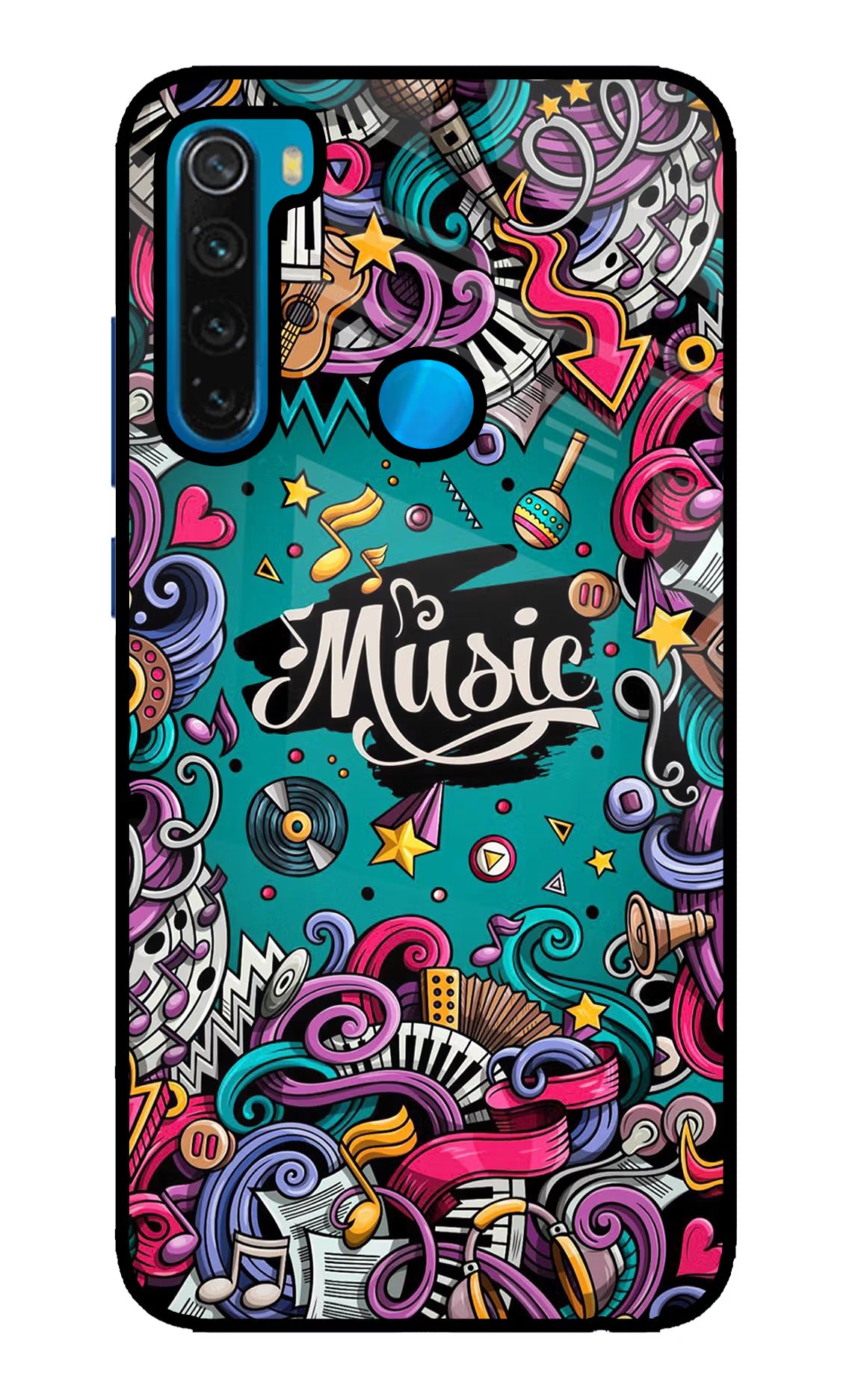 Music Graffiti Redmi Note 8 Glass Case Back Cover by Casekaro