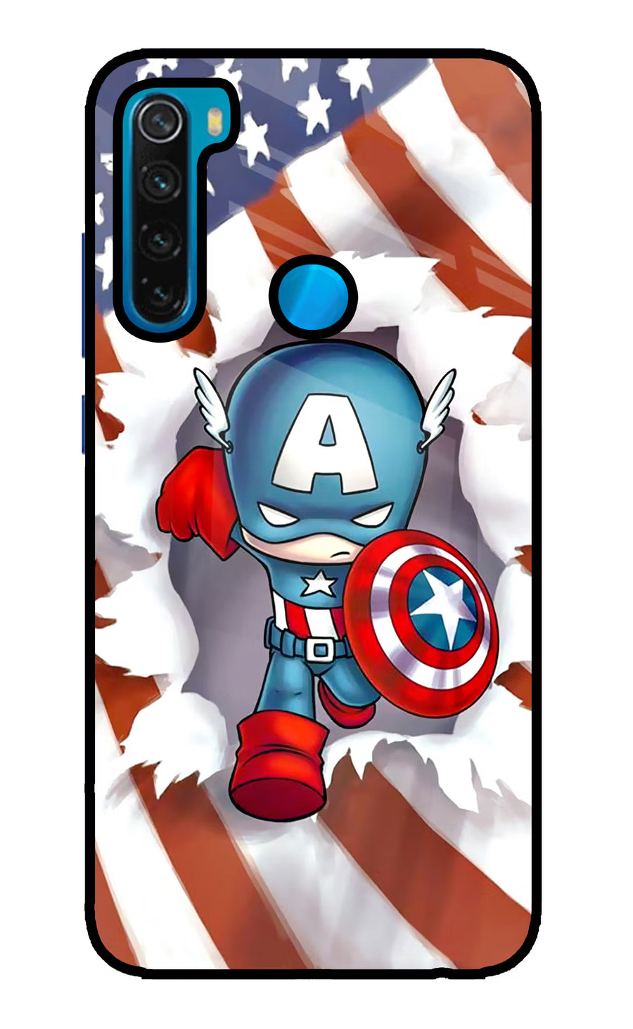 Captain America Redmi Note 8 Back Cover, Glass case