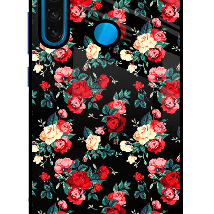 Rose Pattern Redmi Note 8 Glass Case