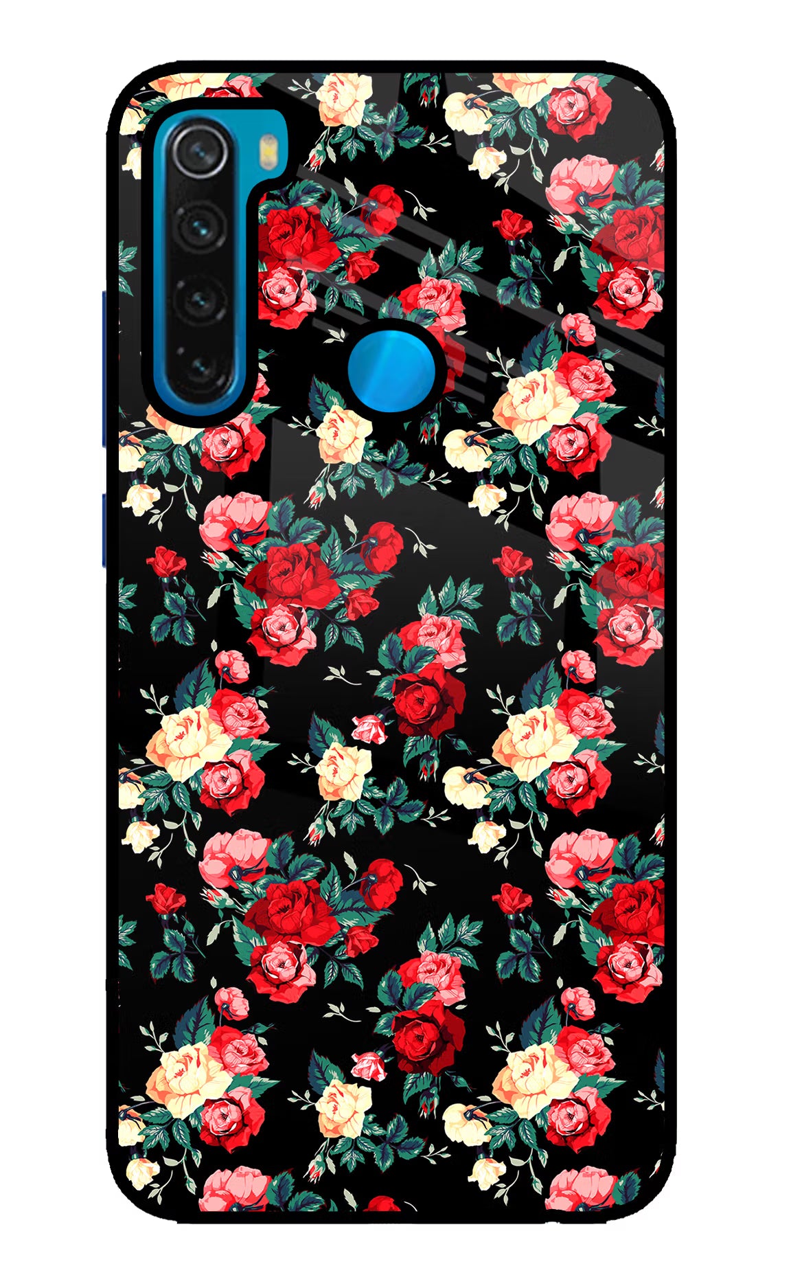 Rose Pattern Redmi Note 8 Glass Case Back Cover by Casekaro