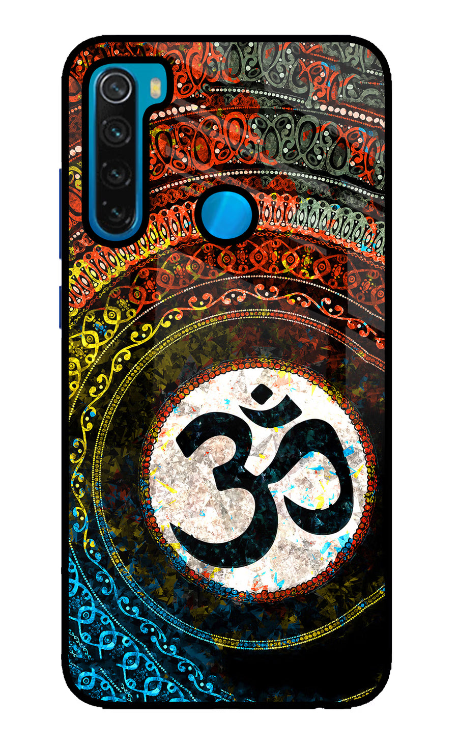 Om Cultural Redmi Note 8 Back Cover, Glass case