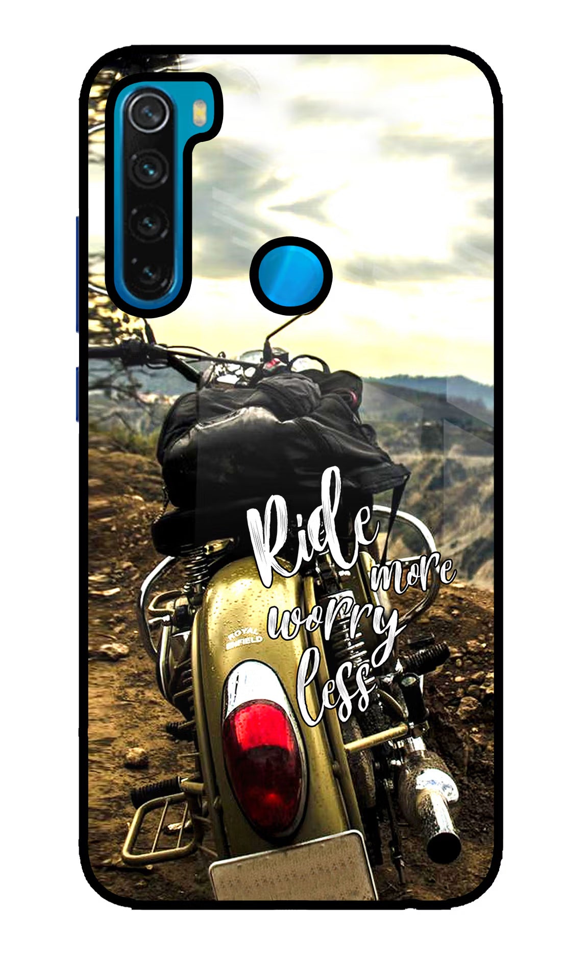 Ride More Worry Less Redmi Note 8 Glass Case Back Cover by Casekaro