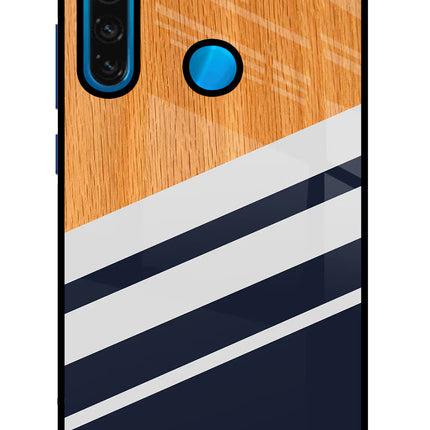 Blue and white wooden Redmi Note 8 Glass Case