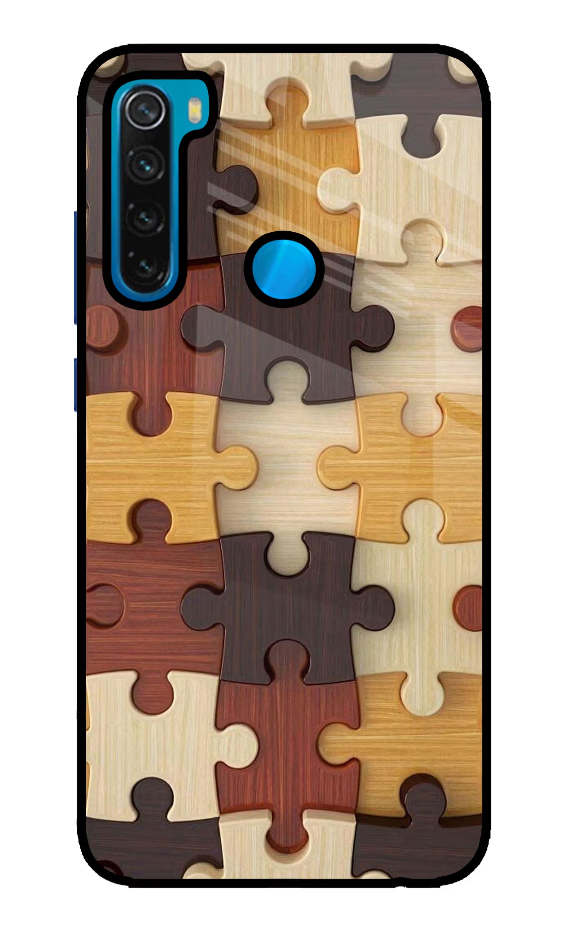 Wooden Puzzle Redmi Note 8 Glass Case Back Cover by Casekaro
