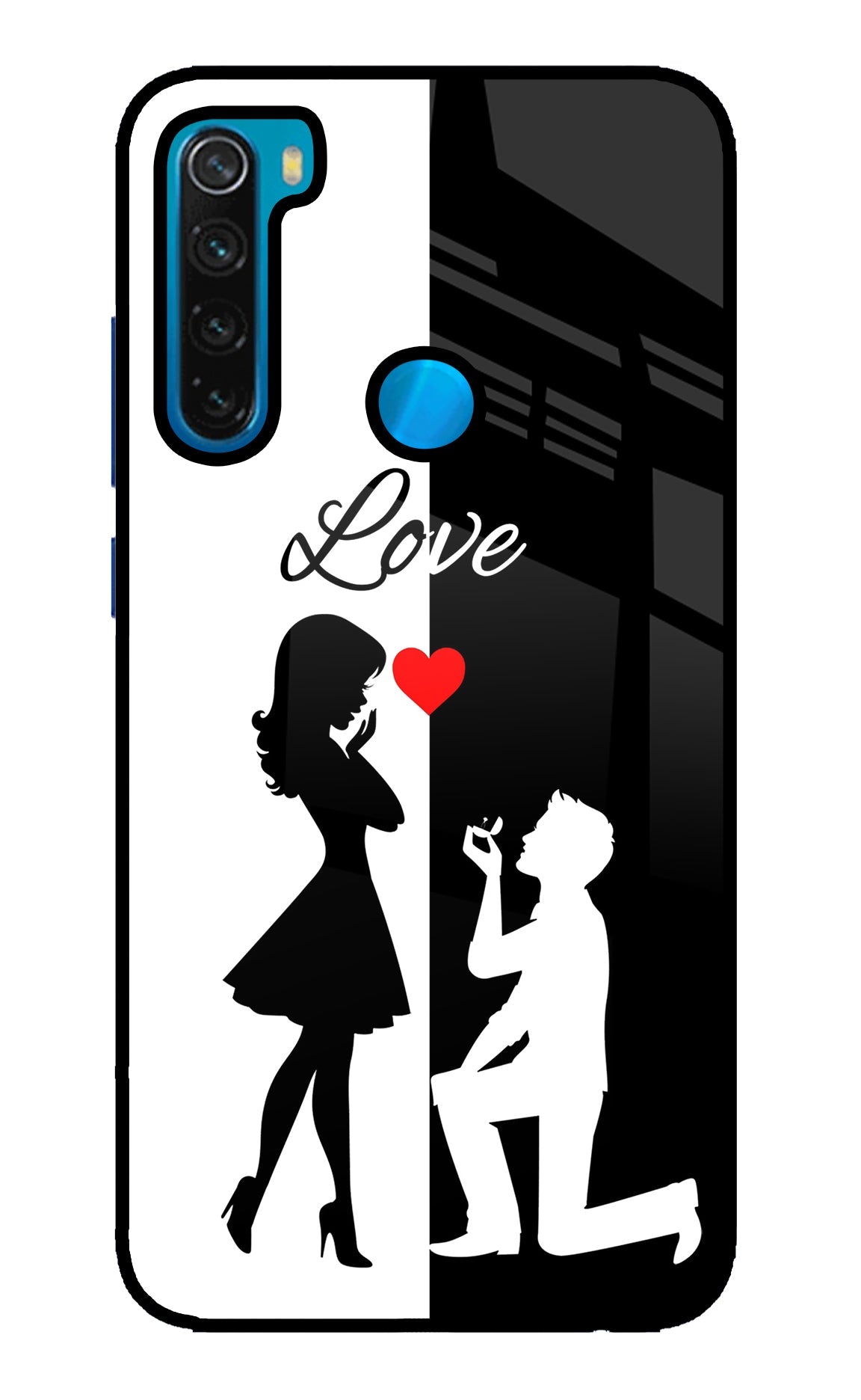 Love Propose Black And White Redmi Note 8 Glass Case