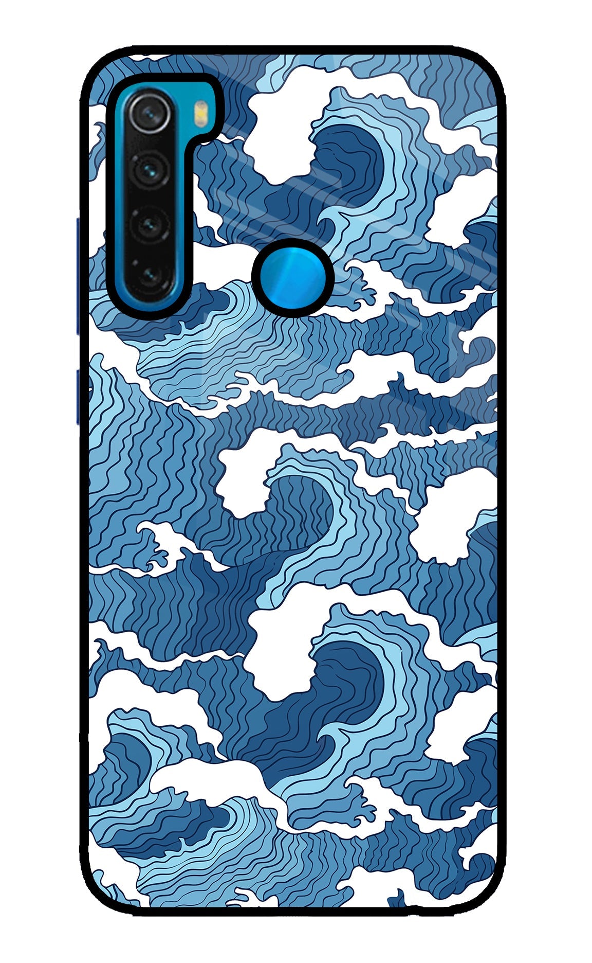 Blue Waves Redmi Note 8 Glass Case