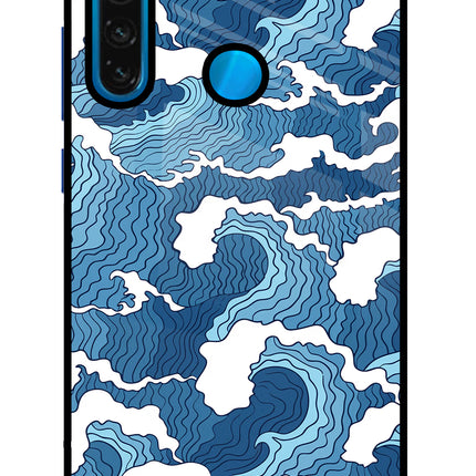 Blue Waves Redmi Note 8 Glass Case Back Cover by Casekaro