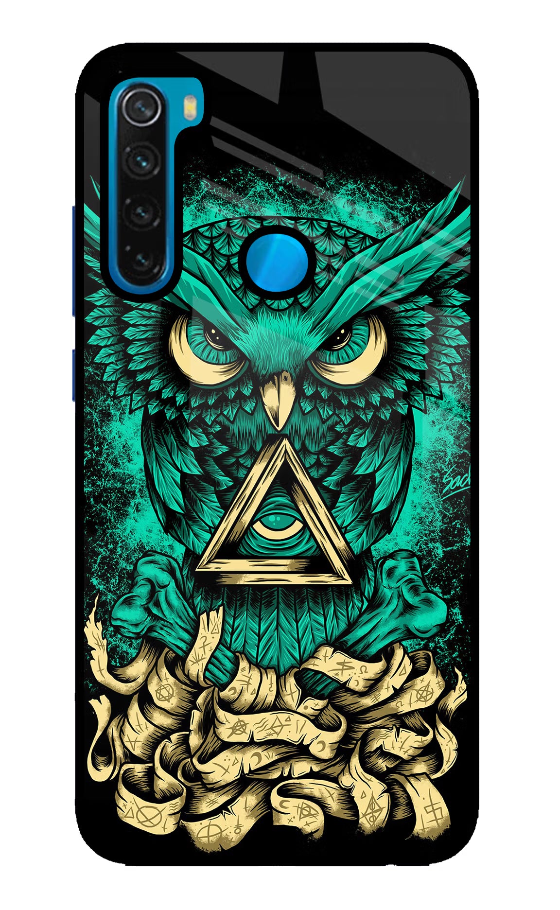 Green Owl Redmi Note 8 Glass Case Back Cover by Casekaro