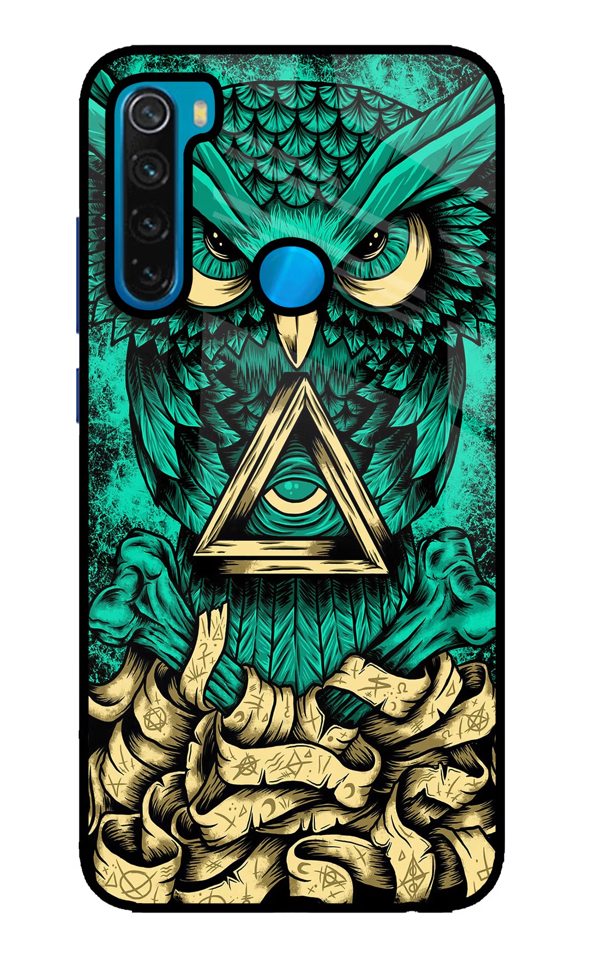 Green Owl Redmi Note 8 Glass Case Back Cover by Casekaro