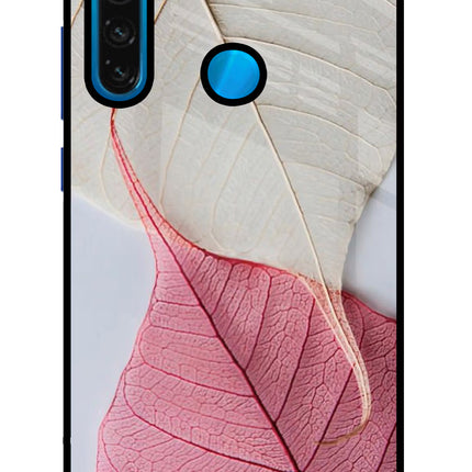 White Pink Leaf Redmi Note 8 Glass Case