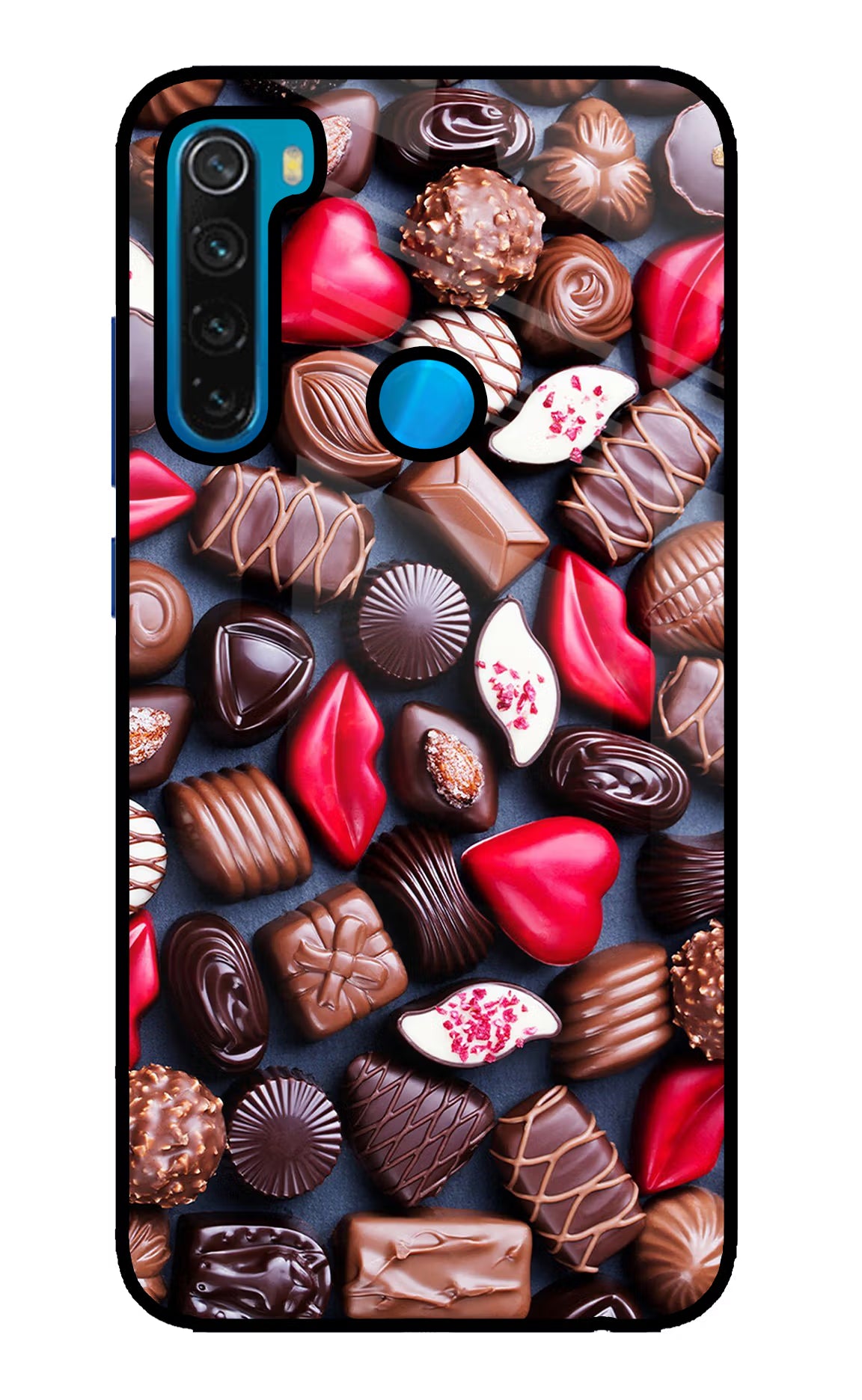 Chocolates Redmi Note 8 Glass Case Back Cover by Casekaro