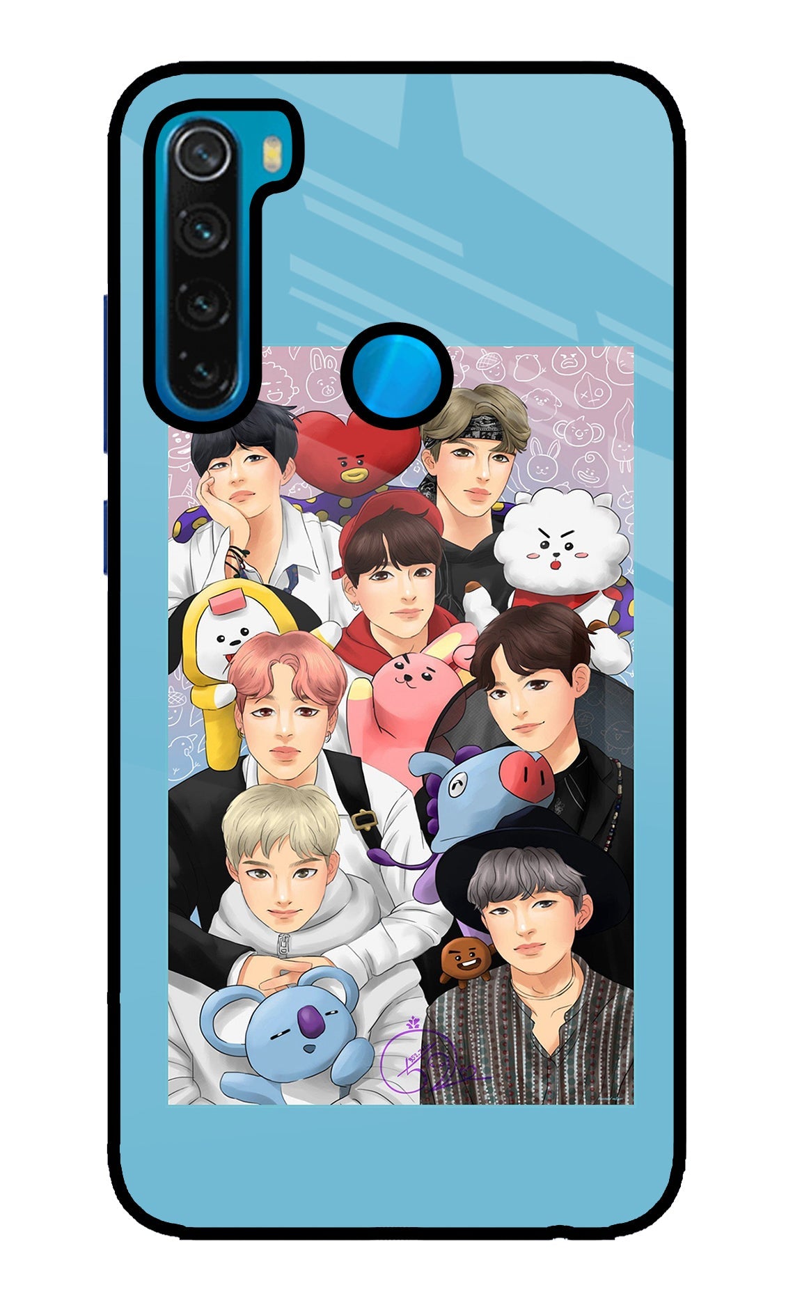 BTS with animals Redmi Note 8 Glass Case