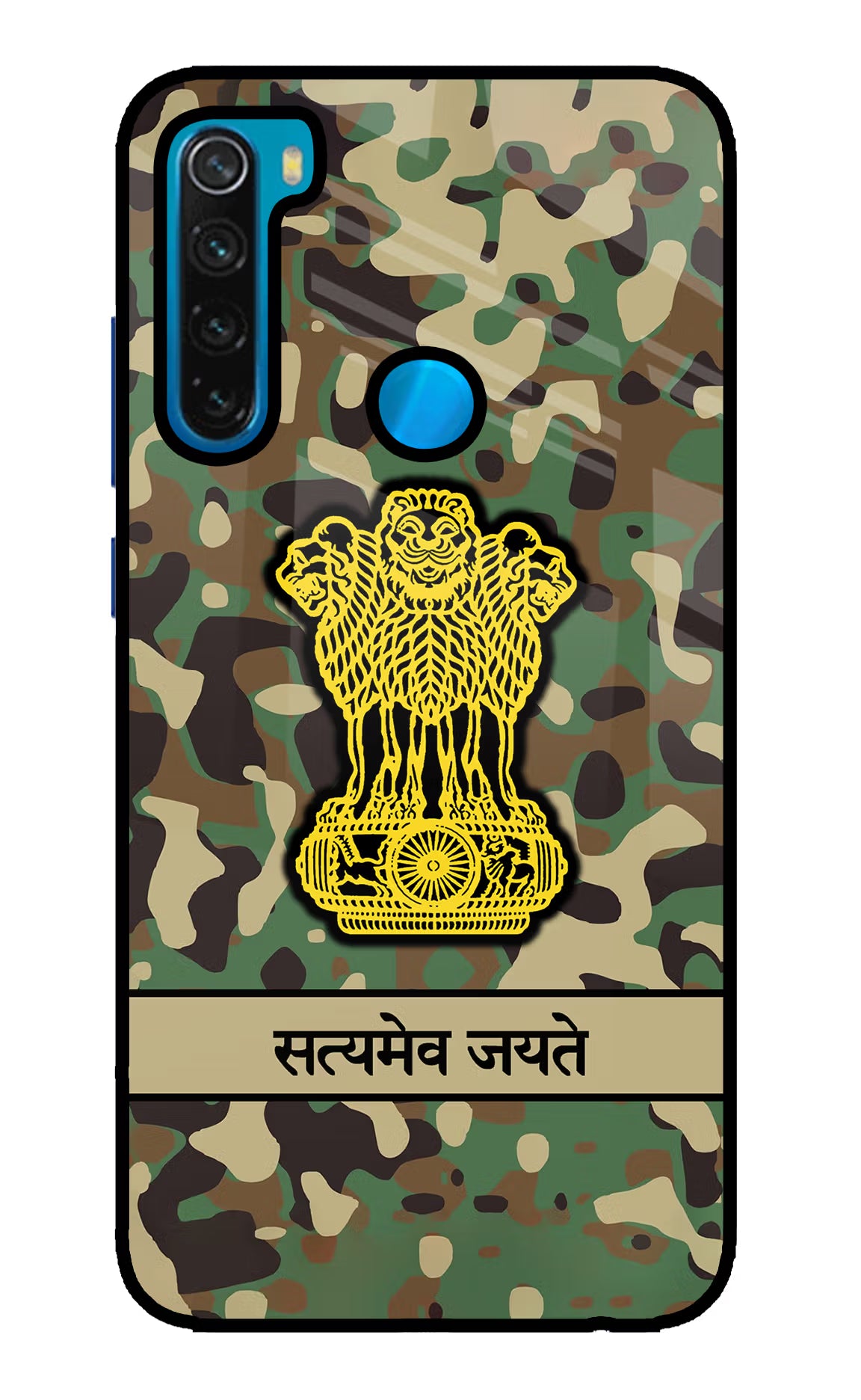 Satyamev Jayate Army Redmi Note 8 Glass Case Back Cover by Casekaro