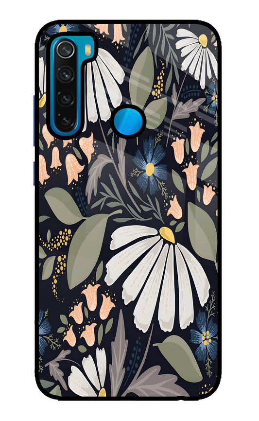 Flowers Art Redmi Note 8 Glass Case