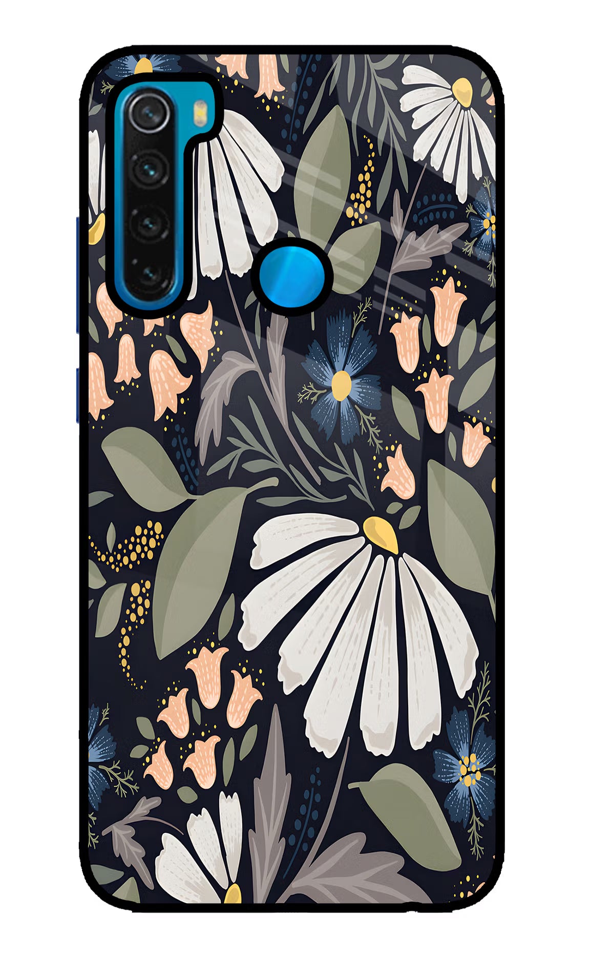 Flowers Art Redmi Note 8 Glass Case Back Cover by Casekaro