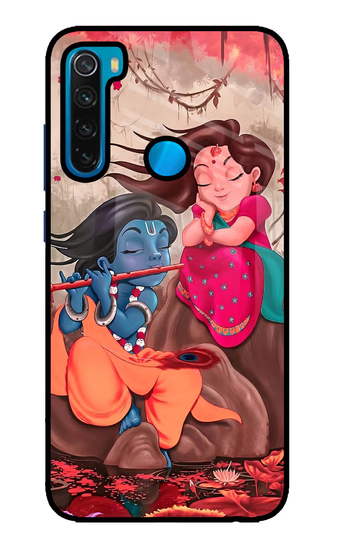 Radhe Krishna Redmi Note 8 Glass Case Back Cover by Casekaro