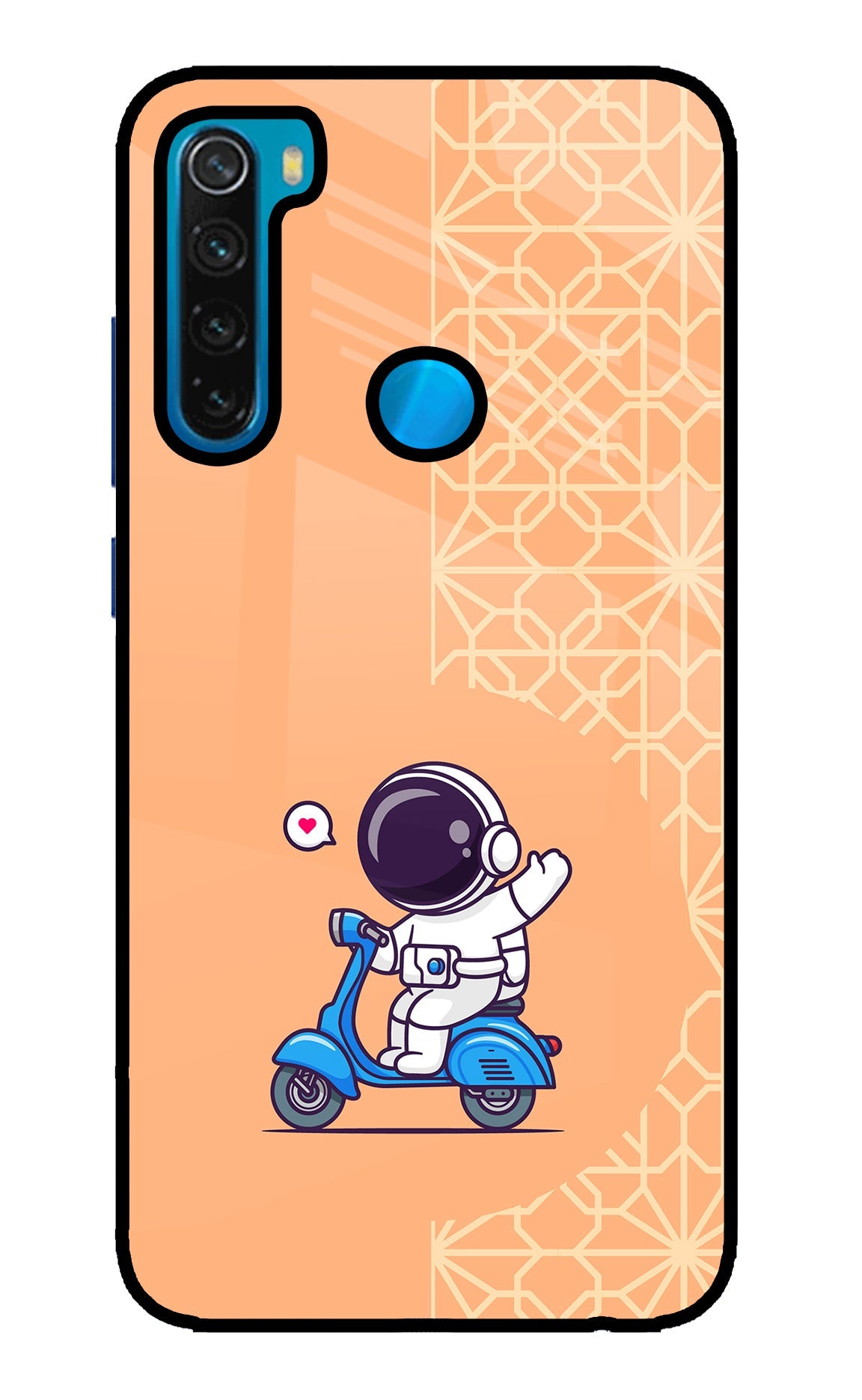 Cute Astronaut Riding Redmi Note 8 Glass Case