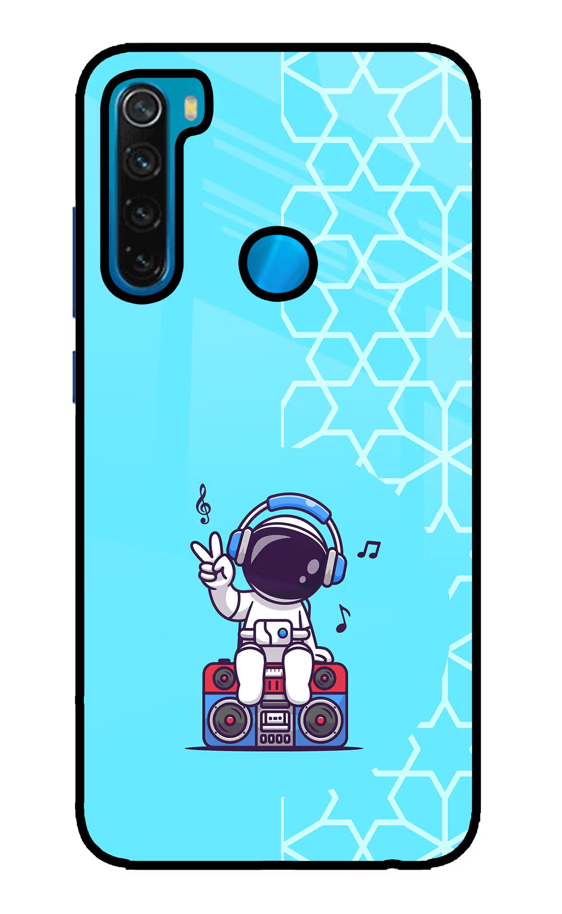 Cute Astronaut Chilling Redmi Note 8 Glass Case Back Cover by Casekaro