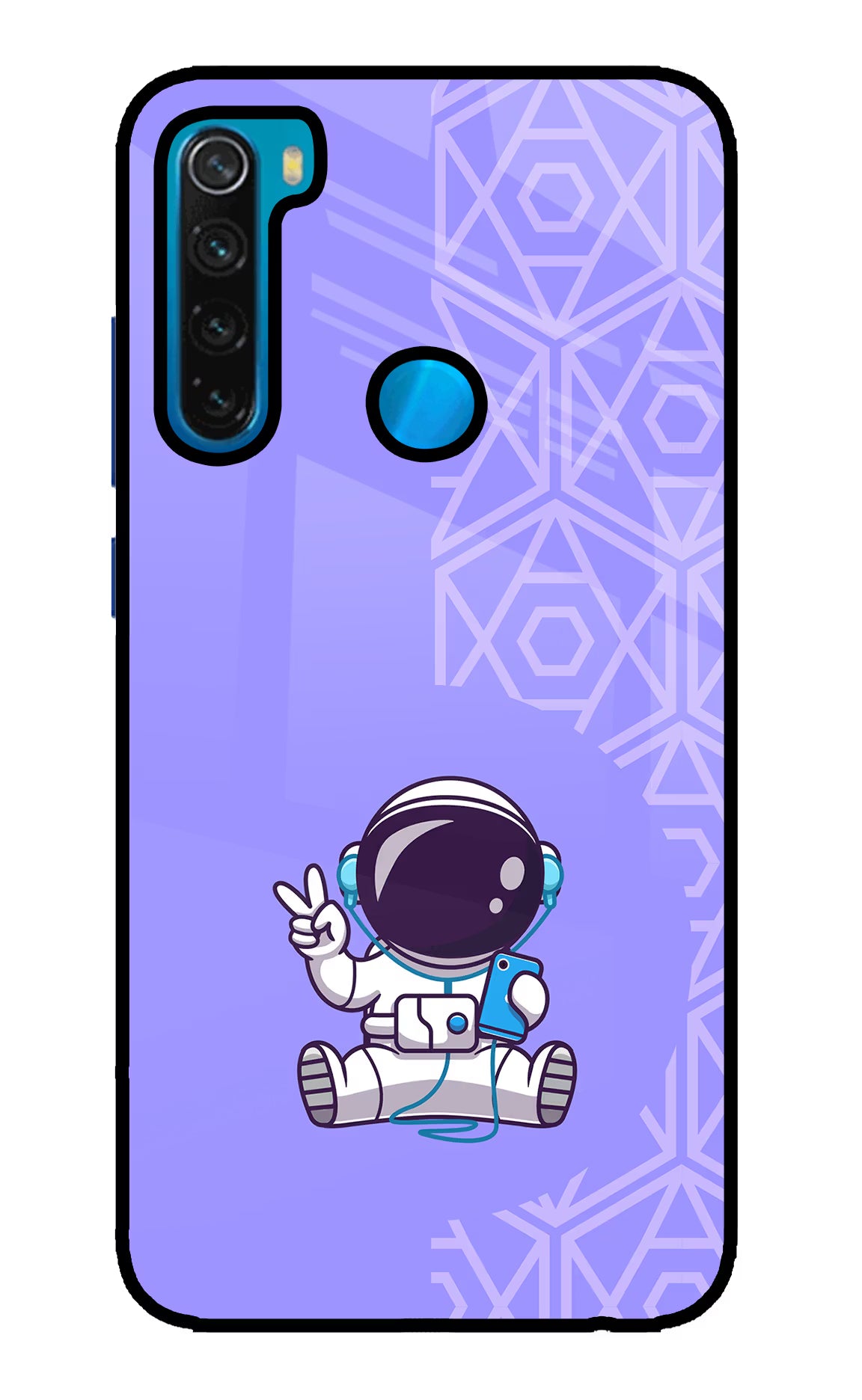 Cute Astronaut Chilling Redmi Note 8 Glass Case Back Cover by Casekaro