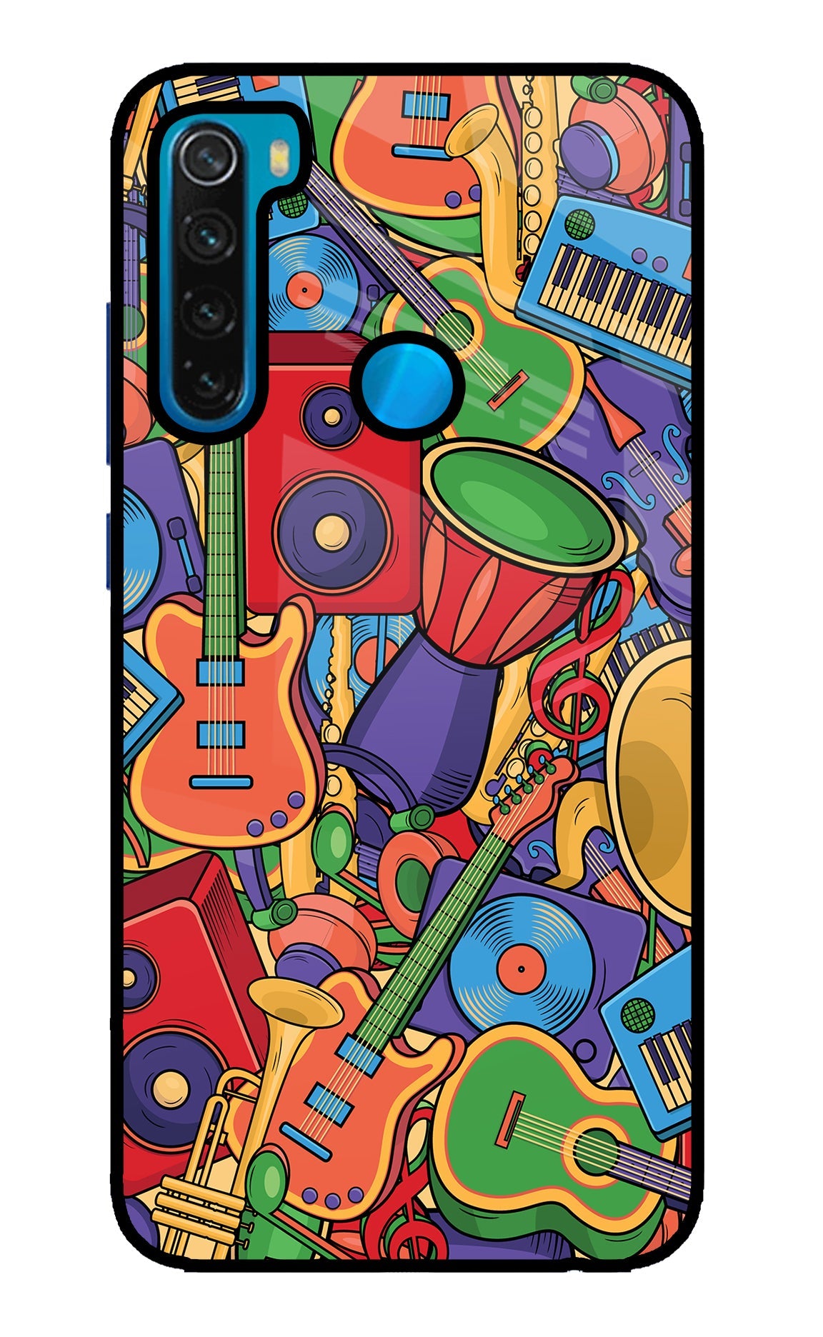 Music Instrument Doodle Redmi Note 8 Glass Case