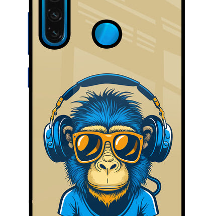 Monkey Headphone Redmi Note 8 Glass Case Back Cover by Casekaro