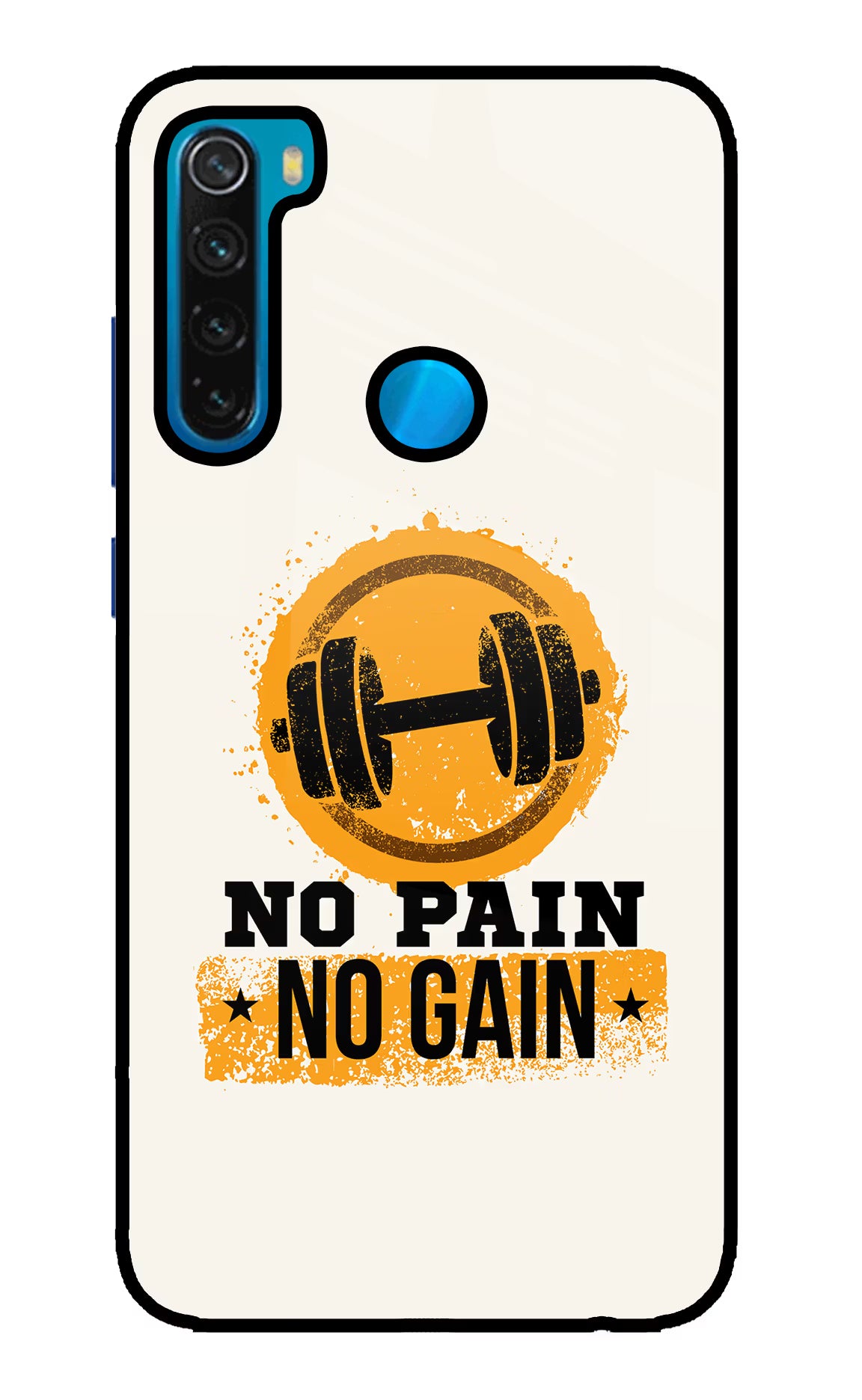 No Pain No Gain Redmi Note 8 Glass Case Back Cover by Casekaro
