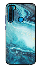 Blue Glitter Marble Redmi Note 8 Glass Case