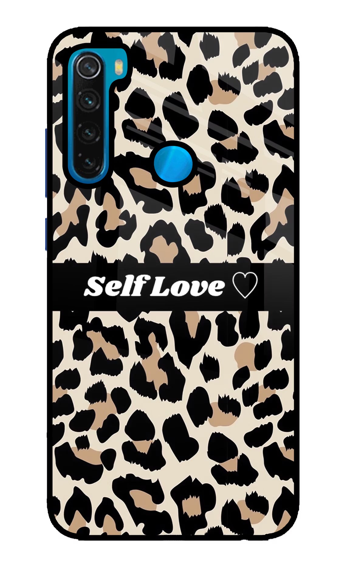 Leopard Print Self Love Redmi Note 8 Glass Case Back Cover by Casekaro