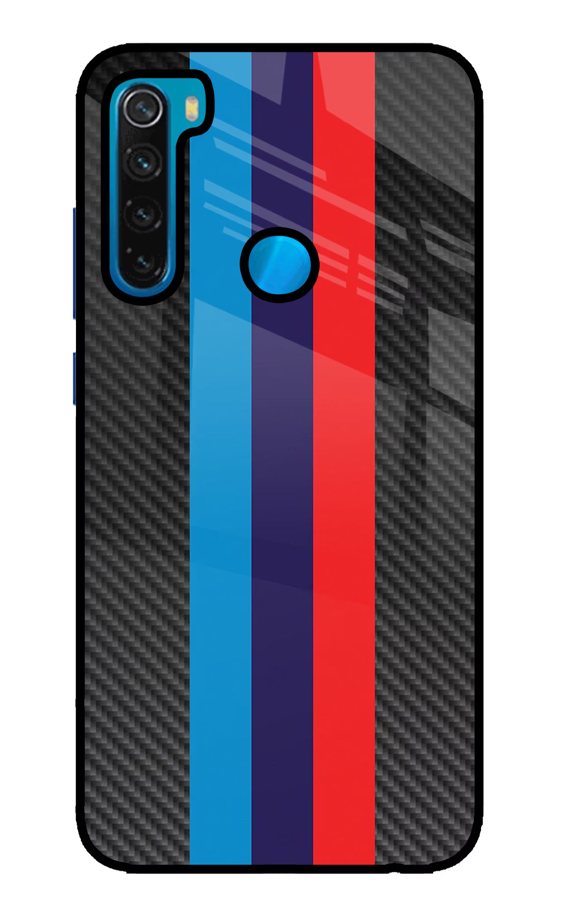 BMW Stripes Pattern Redmi Note 8 Glass Case Back Cover by Casekaro