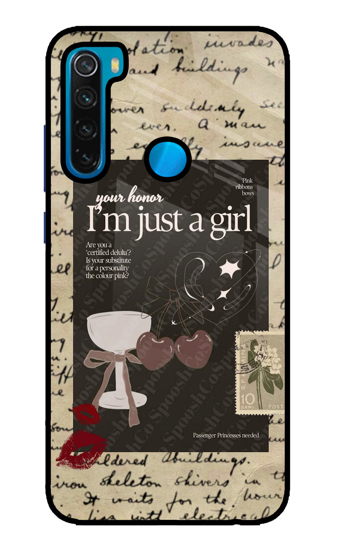 I am just a girl Redmi Note 8 Glass Case Back Cover by Casekaro