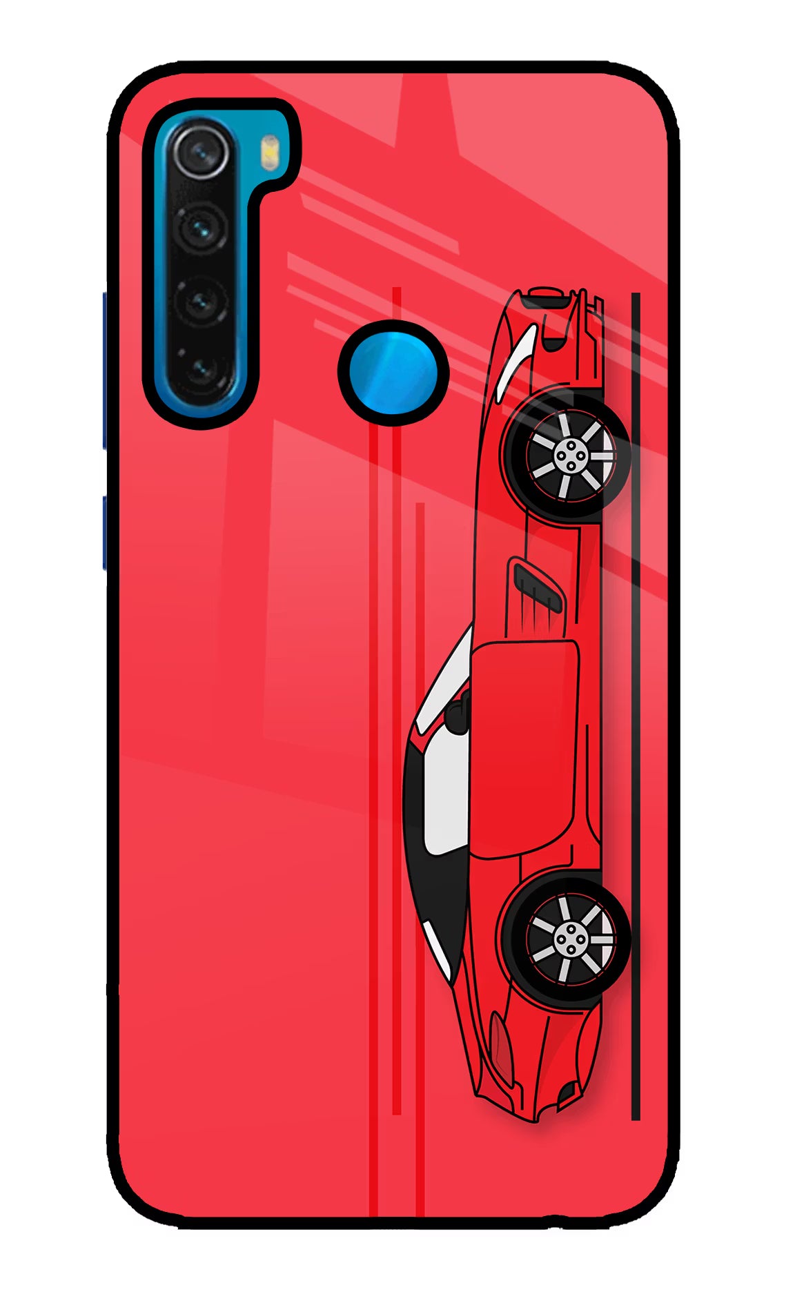 Red Velocity Redmi Note 8 Glass Case Back Cover by Casekaro