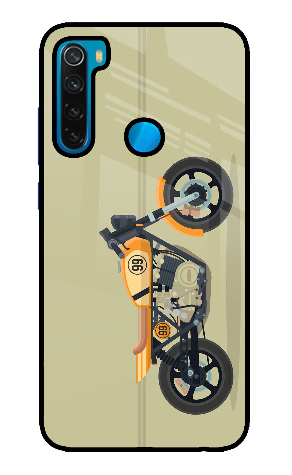 Vertical Speedster Redmi Note 8 Glass Case Back Cover by Casekaro