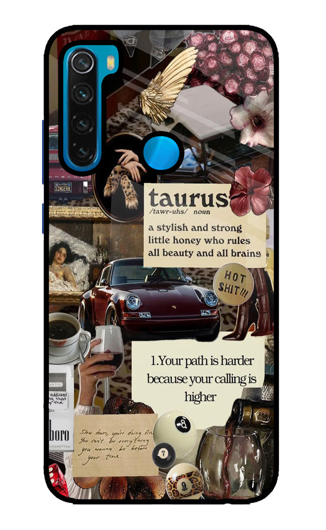 Taurus Zodiac Redmi Note 8 Glass Case
