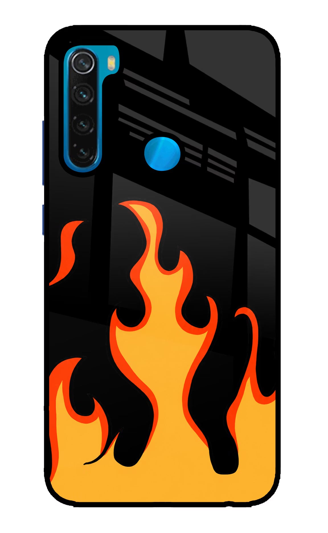 Fired Up – Black Redmi Note 8 Glass Case Back Cover by Casekaro
