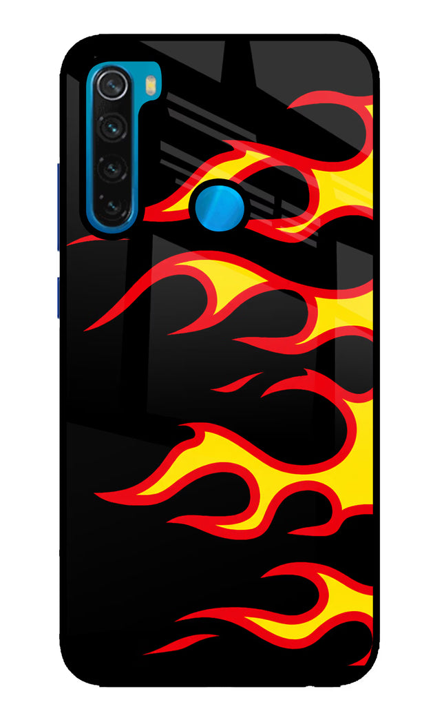 Side Sweep Flames Redmi Note 8 Glass Case