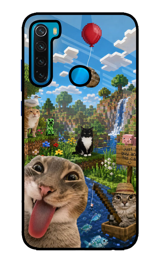 Minecraft Cat Chaos Redmi Note 8 Glass Case
