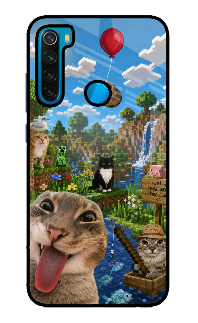 Minecraft Cat Chaos Redmi Note 8 Glass Case