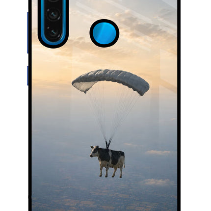 Skydiving Cow Redmi Note 8 Glass Case