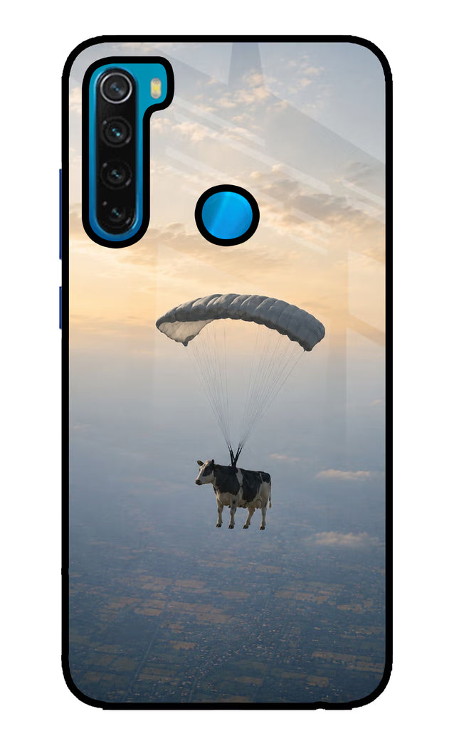 Skydiving Cow Redmi Note 8 Glass Case