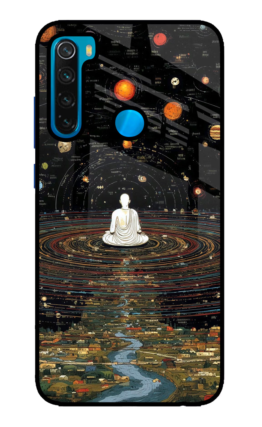 Space Monk Redmi Note 8 Back Cover, Glass case